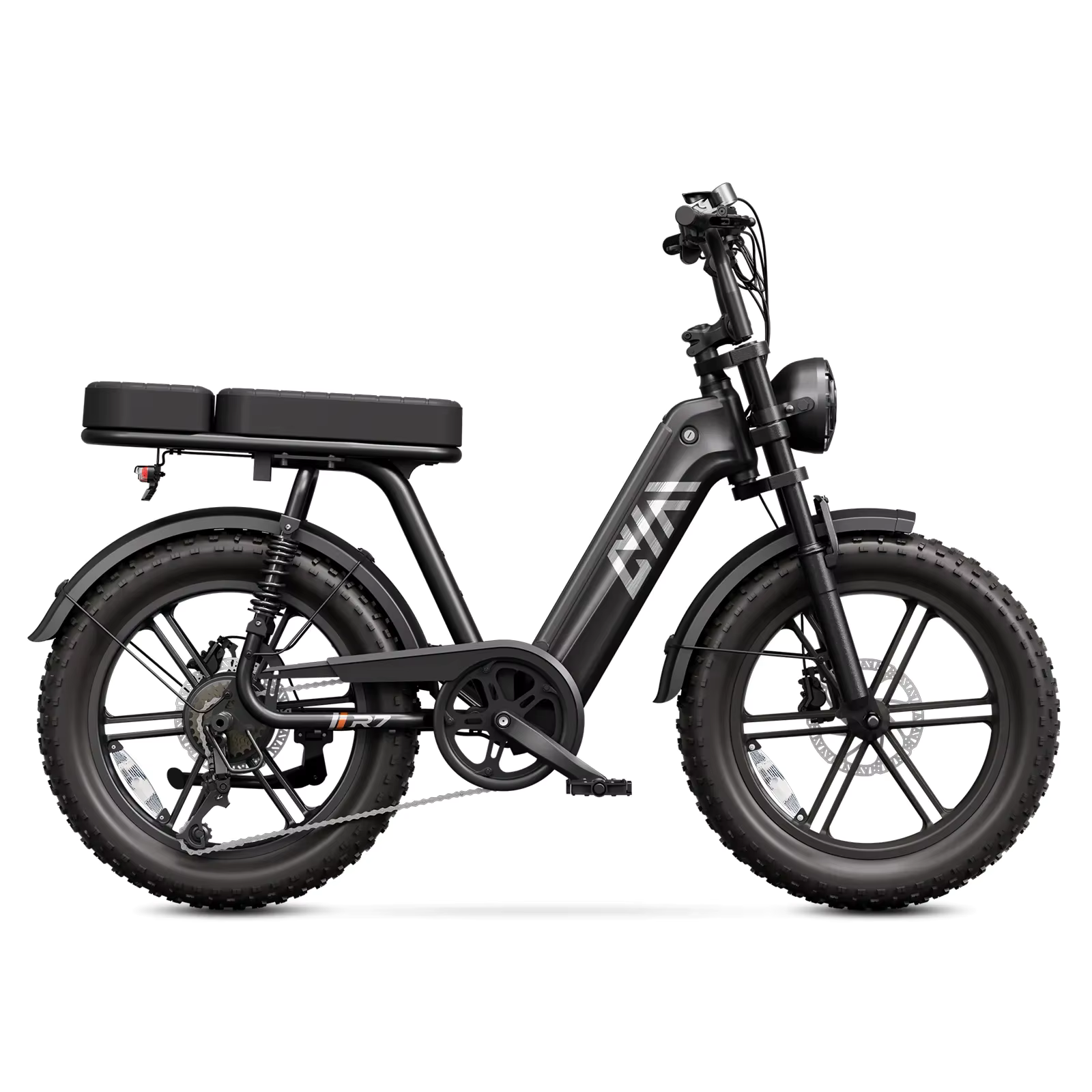eRides R7 Urban Fatbike in Obsidian Black, Seitenansicht